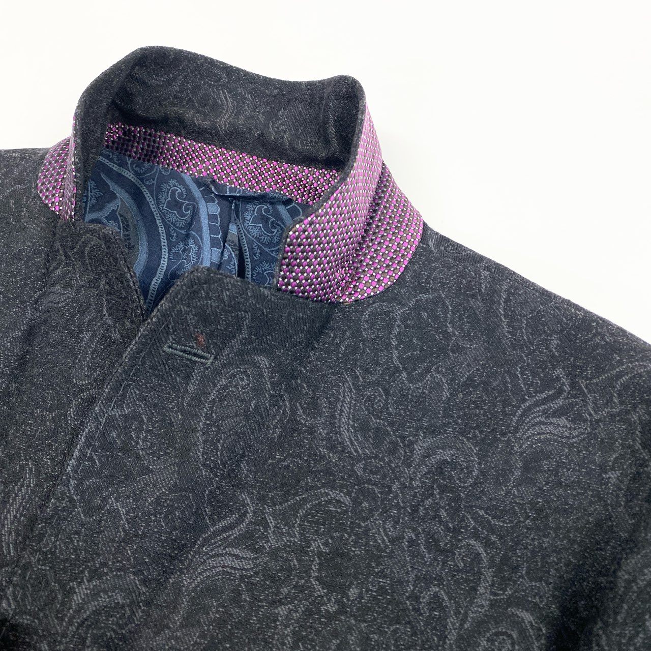 31b12 ETRO エトロ テーラードジャケット コットンウールジャケット ペイズリー柄 総柄 54サイズ ネイビー メンズ 男性用u02t