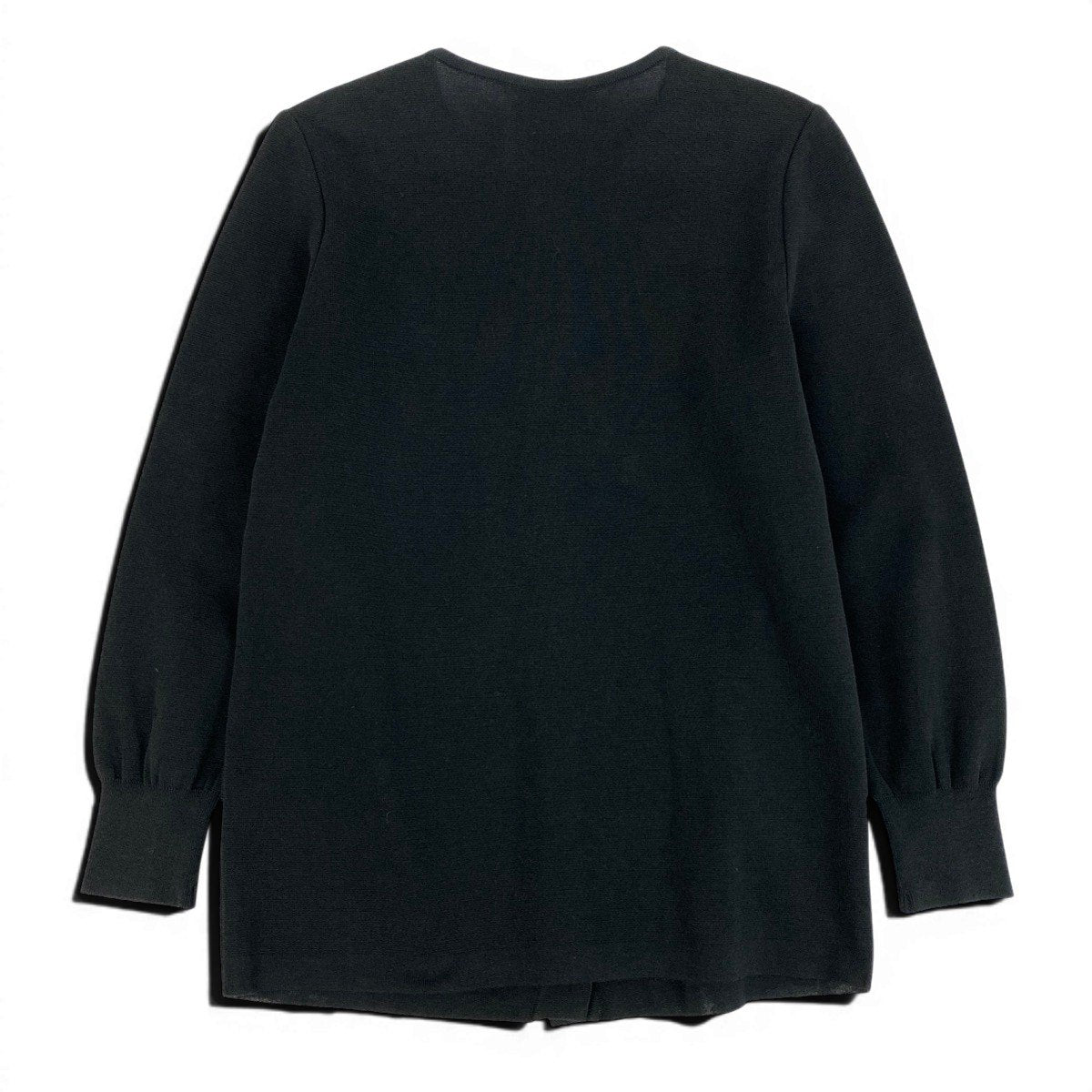 Ee25 YVES SAINT LAURENT イヴサンローラン YSL カーディガン ノーカラー ニットジャケット 金ボタン サイズM ブラック レディース 女性服o07t
