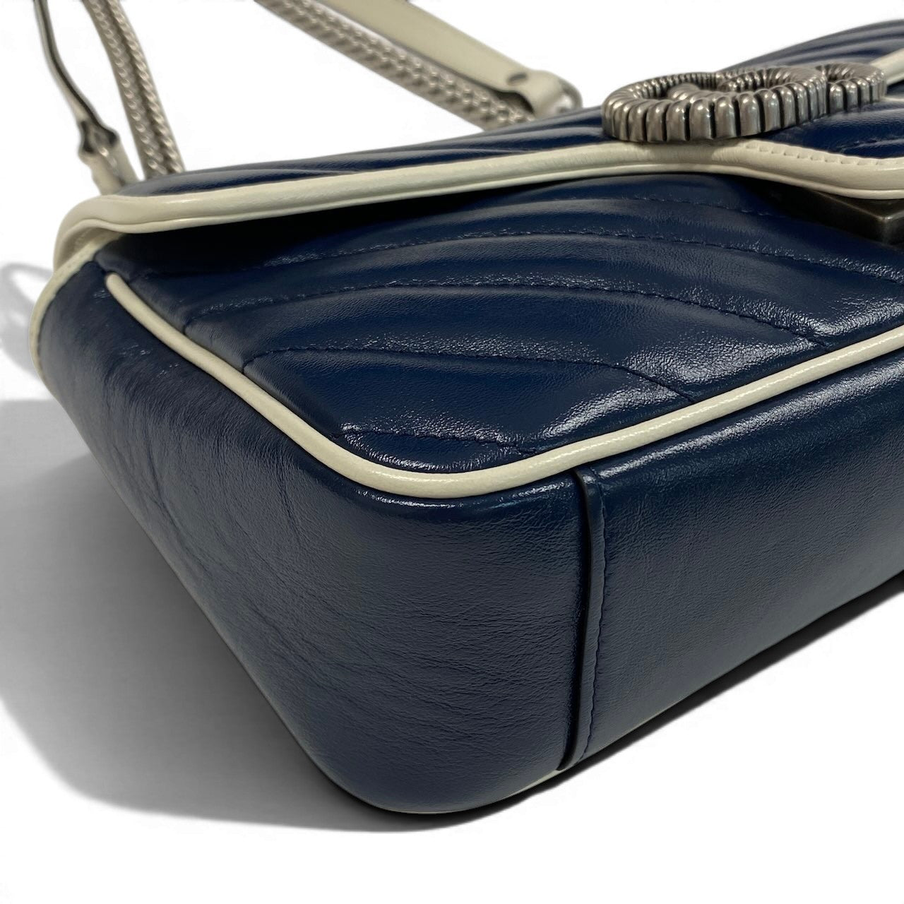 e4 《極美品》 GUCCI グッチ GGマーモント チェーンショルダーバッグ Marmont Chain Shoulder Bag ブルーt18r
