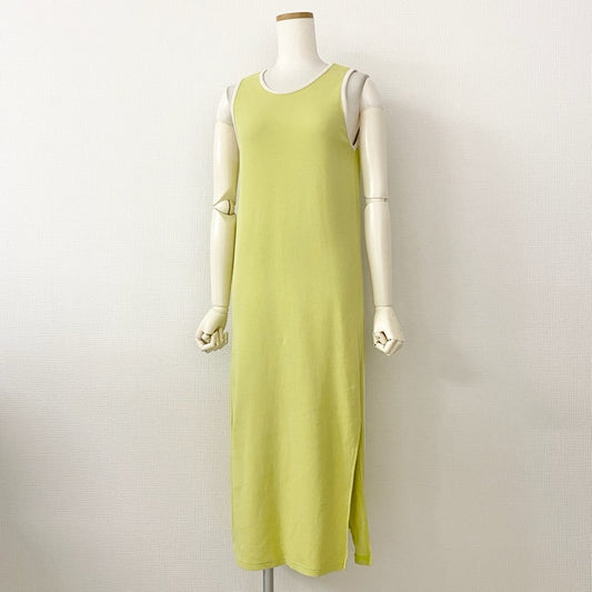 50c21 6 ROKU ロク BICOLOR DRESS バイカラードレス ワンピース 36 イエロー スリット入り ノースリーブ UNITED ARROWS