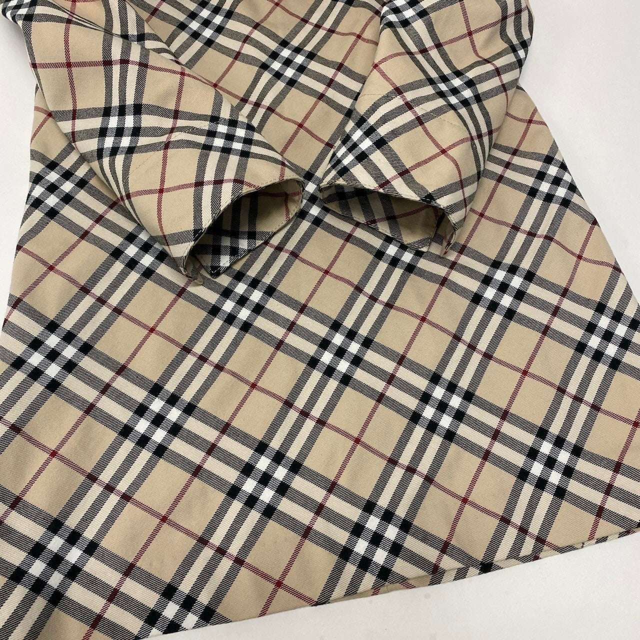 46e11 BURBERRY LONDON BLUE LABEL バーバリー ブルーレーベル ノバチェック オープンカラーシャツワンピース 七分袖 ストレッチ素材 サイズ38 ベージュ レディース 女性服o07t