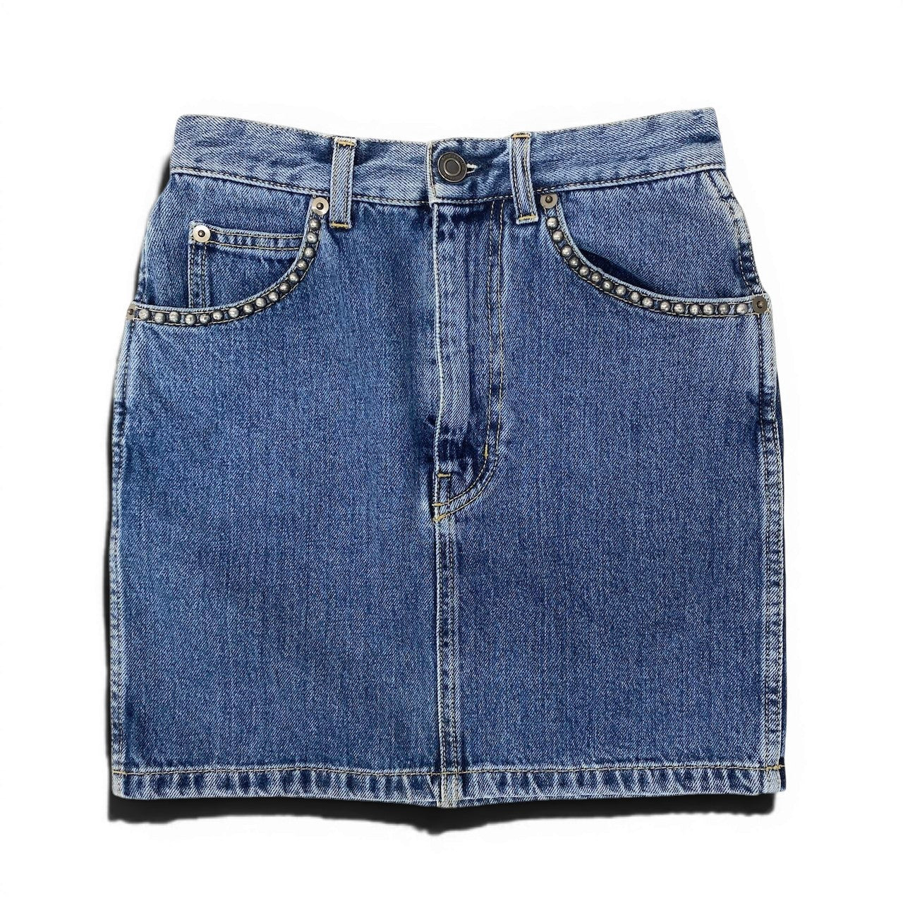 ド*ピ様 SAINT LAURENT サンローラン　デニムミニスカート 新品】Saint Laurent スタッズスカート SAINT LAURENT（ミニスカート