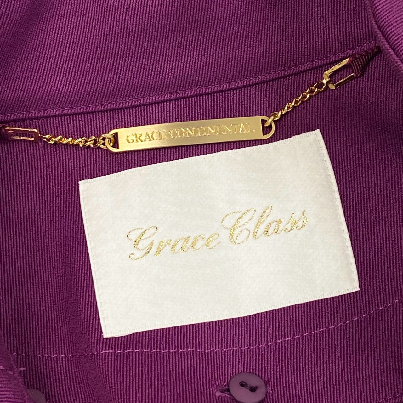 84L19 【美品】Grace Class グレースクラス ライナー付き ケープコート ロングコート 日本製 36サイズ パープル レディースu02t