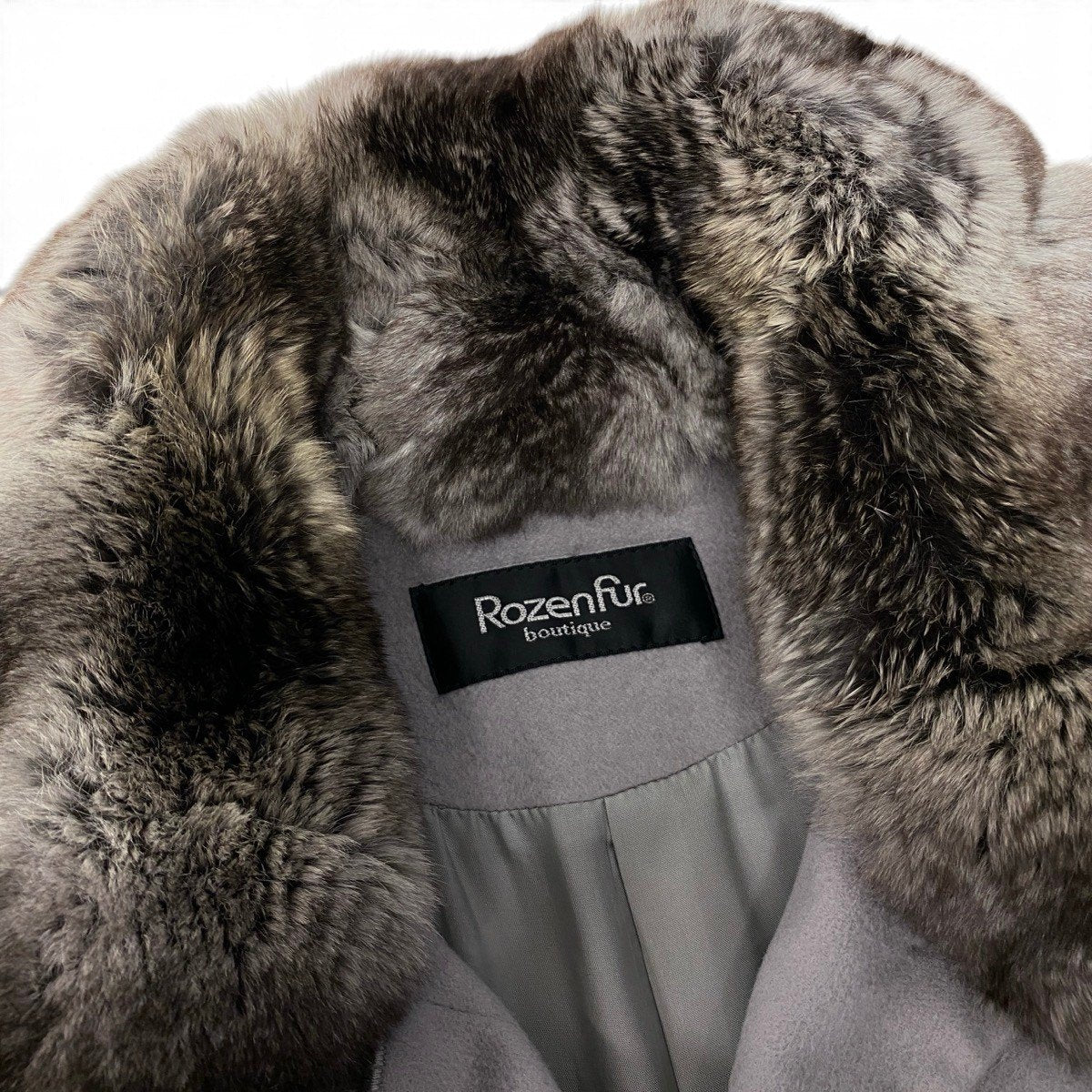 51i2 Rozenfur ローゼンファー カシミヤロングコート チンチラ 日本製 40サイズ グレー カシミヤ チンチラ レディース 女性用u02t