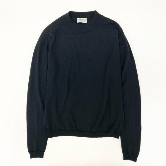 86j20 JOHN SMEDLEY ジョンスメドレー ボトルネック ハイゲージニット セーター トップス サイズM ブラック ウール レディース 英国製u02t