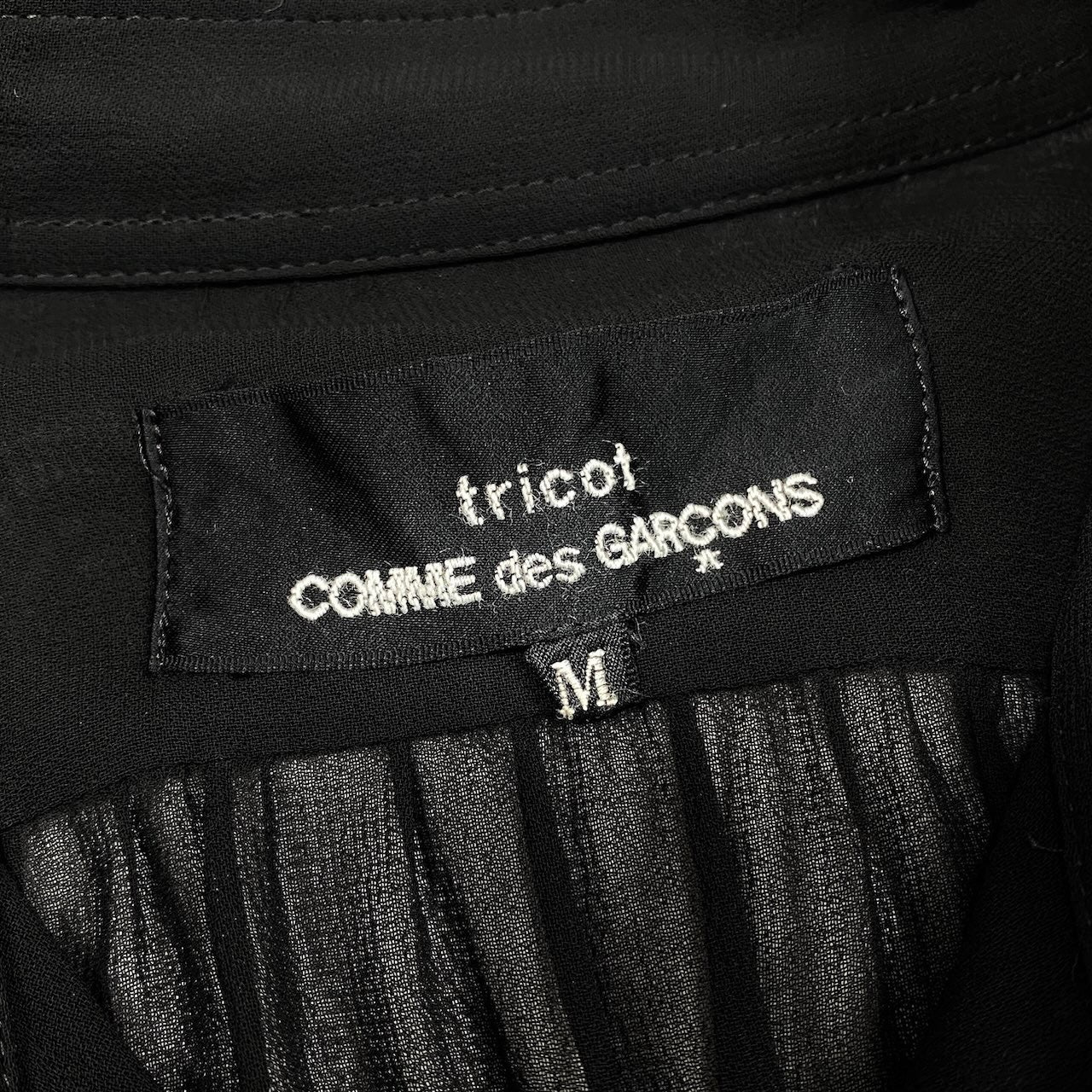 Ae7 tricot COMME des GARCONS トリココムデギャルソン 7分袖 シアーブラウス フリルシャツ TA-B048 サイズM ブラック レディース 女性服u02t