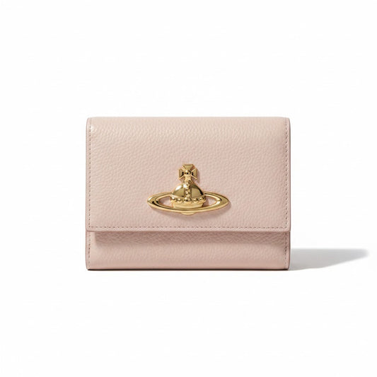 h11 【極美品】Vivienne Westwood 三つ折り財布 オーブ がま口 ベビーピンク レザー レディース 女性用t18r