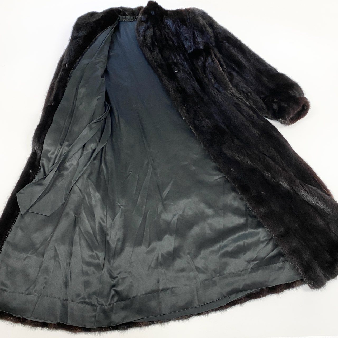 83Ⅼ2 マホガニーミンク 着丈120cm 超ロングコート サイズ11号 ダークブラウン 本毛皮 MINK FUR リアルファー 艶◎ 毛並み◎t18r