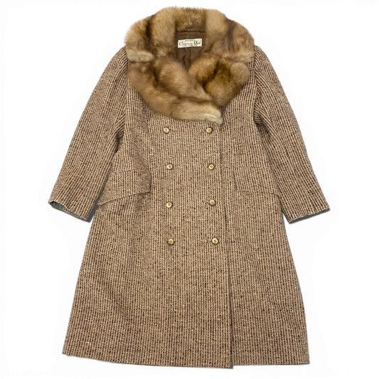 3l27 Christian Dior クリスチャンディオール セーブルファー ヴィンテージ ロングコート 茶系 最高級本毛皮 MINK FUR Vintaget18r