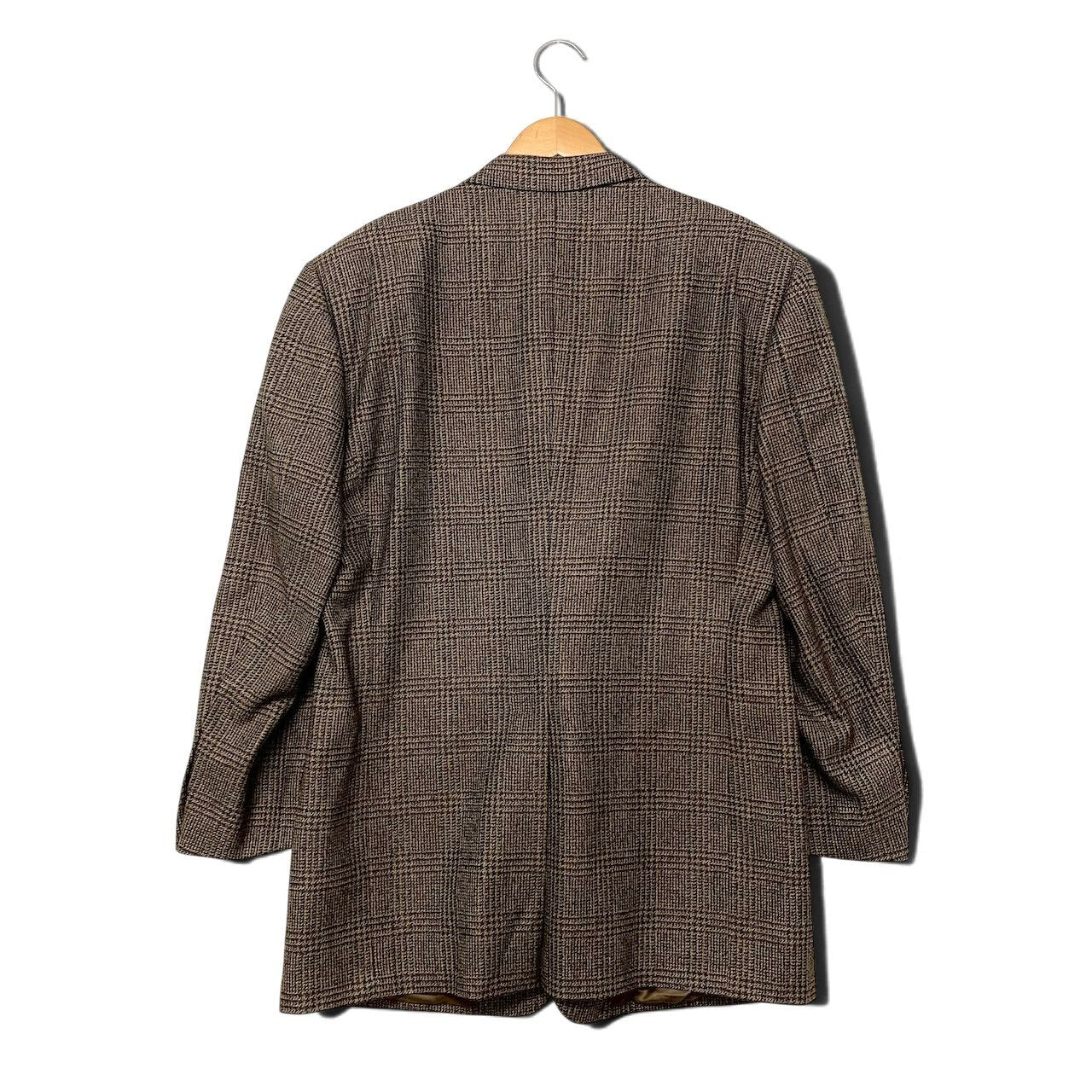 54h21 Ermenegildo Zegna エルメネジルドゼニア TAGLIO ESCLUSIVO テーラードジャケット グレンチェック カシミヤ混 サイズ54 ブラウン ネイビー メンズ 紳士服o07t