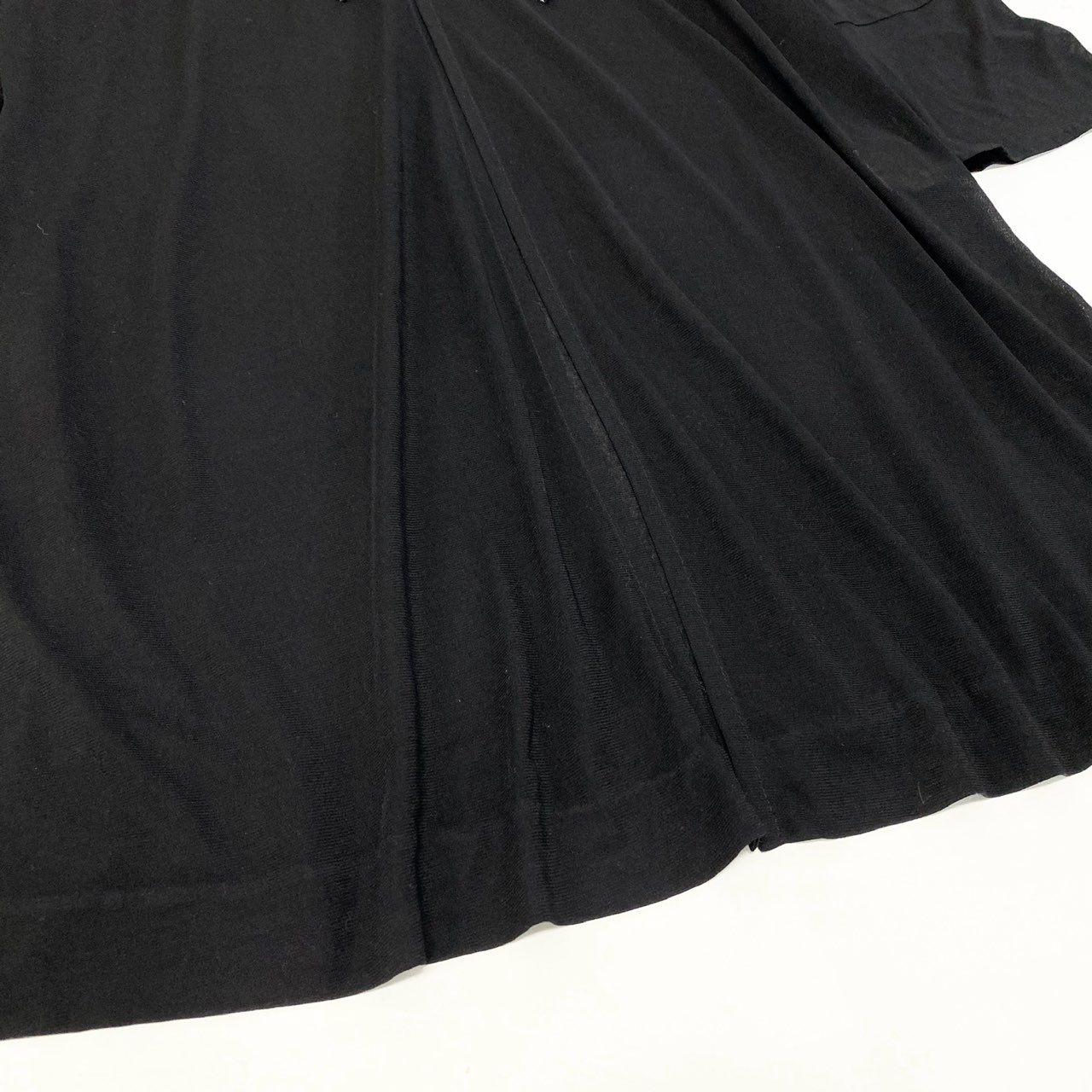 60c6《美品》 LEONARD レオナール カンカン素材 ラインストーン装飾 ロングカーディガン 羽織り トップス LL ブラック レディースu02t