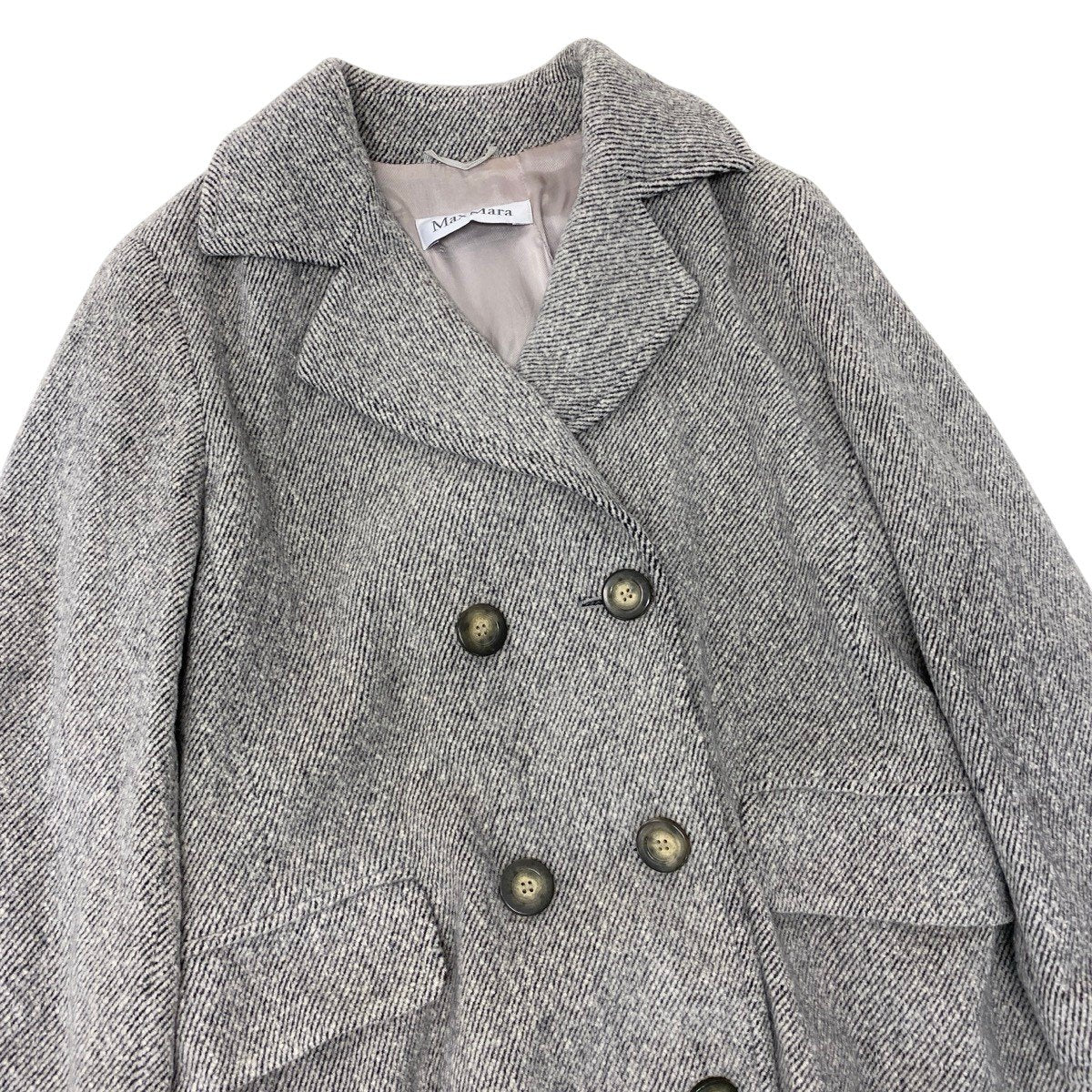 86g15 MaxMara マックスマーラ チェスターコート ロングコート アンゴラ混 ダブルブレスト サイズ40 グレー系 レディース 女性用u02t