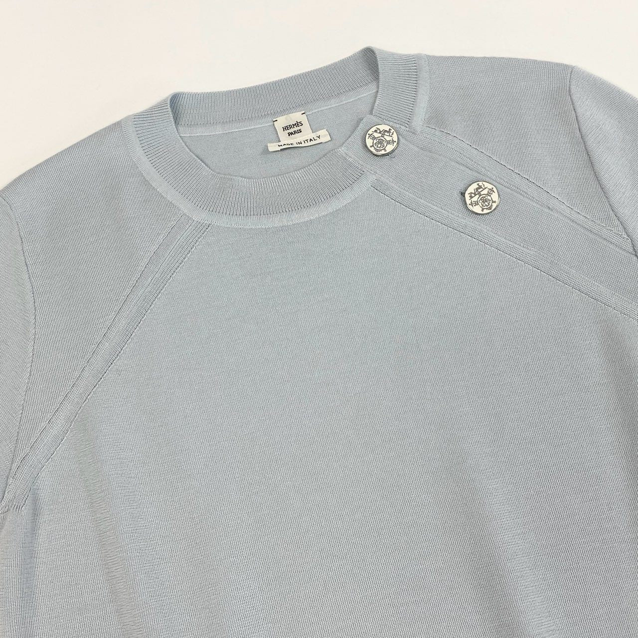 b23 HRMES エルメス 2024 プレタ 半袖ニット サイズ36 ライトブルー レディース 女性用 トップス 半袖セーターta1