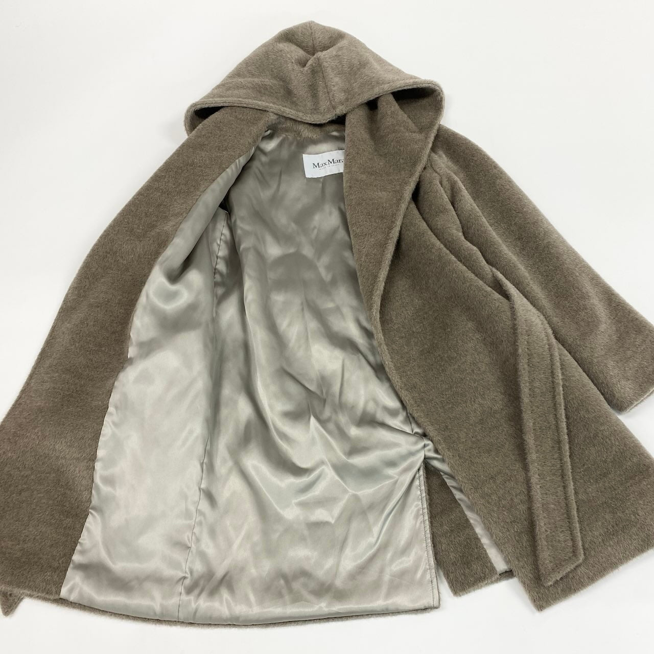 16e7【美品】Max Mara マックスマーラ フーディーアルパカシャギーコート アウター イタリア製 10861243 36サイズ ブラウン レディース 女性用t18r