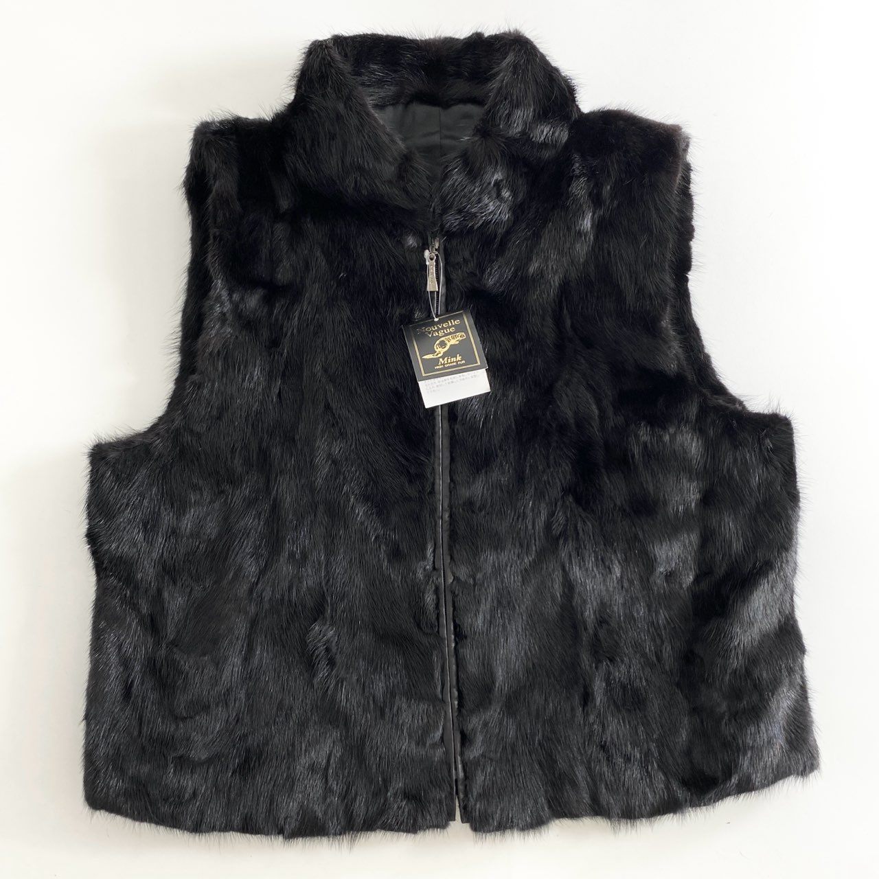 47d24 【タグ付き】本毛皮 ミンクベスト 毛皮ベスト M~L ブラック ミンクファー MINK FUR レディース ベスト