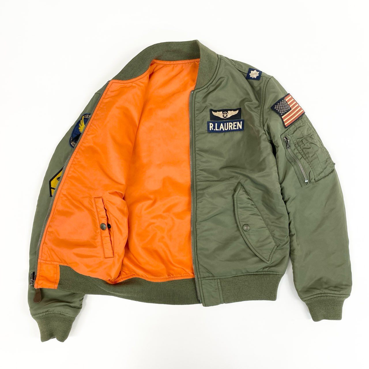37i30 Polo by Ralph Lauren ポロバイラルフローレン MA-1 フライトジャケット ボンバージャケット リバーシブル 710716250001 Sサイズ カーキ オレンジ メンズo07t