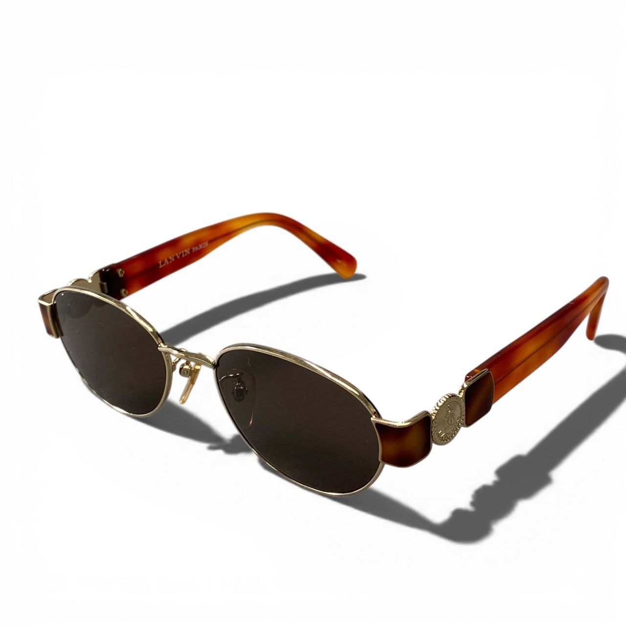 a6 LANVIN ランバン ツーポイント ロゴ サングラス アイウェア 小物 ブラウン メンズ 男性用k02i