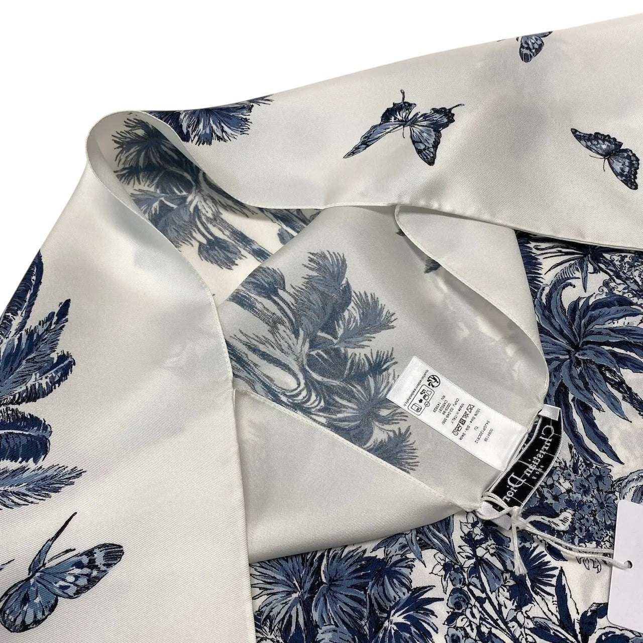 i3 【新品保管品】Christian Dior Toile de Jouy Sauvage ポンチョ シルクスカーフ イタリア製 ホワイト ネイビー シルク100％ レディース 女性用k02i