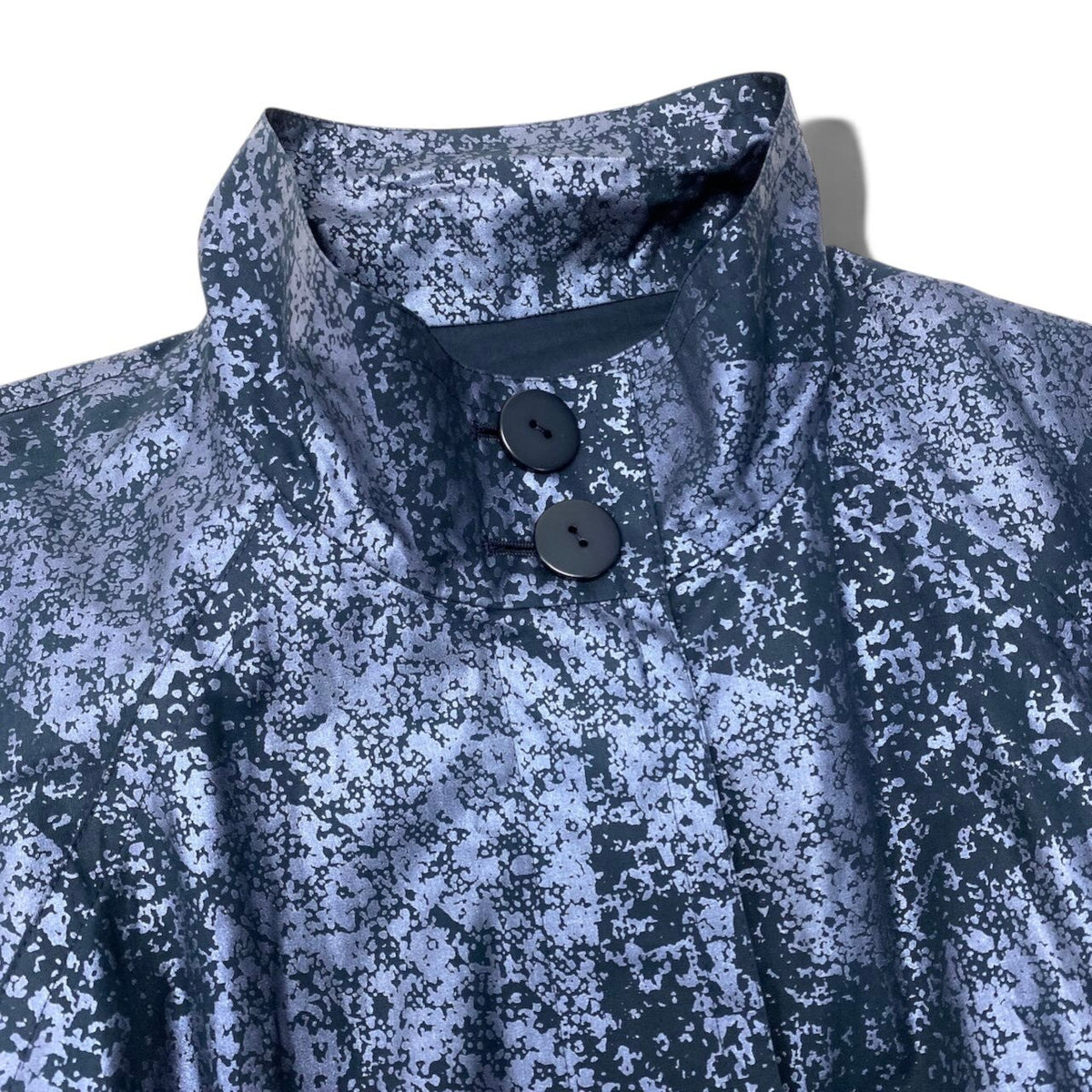 56i16 Christian Dior クリスチャンディオール スタンドカラーコート ロングコート ベルト付 総柄 サイズ7 ネイビー コットン100％ レディースo07t