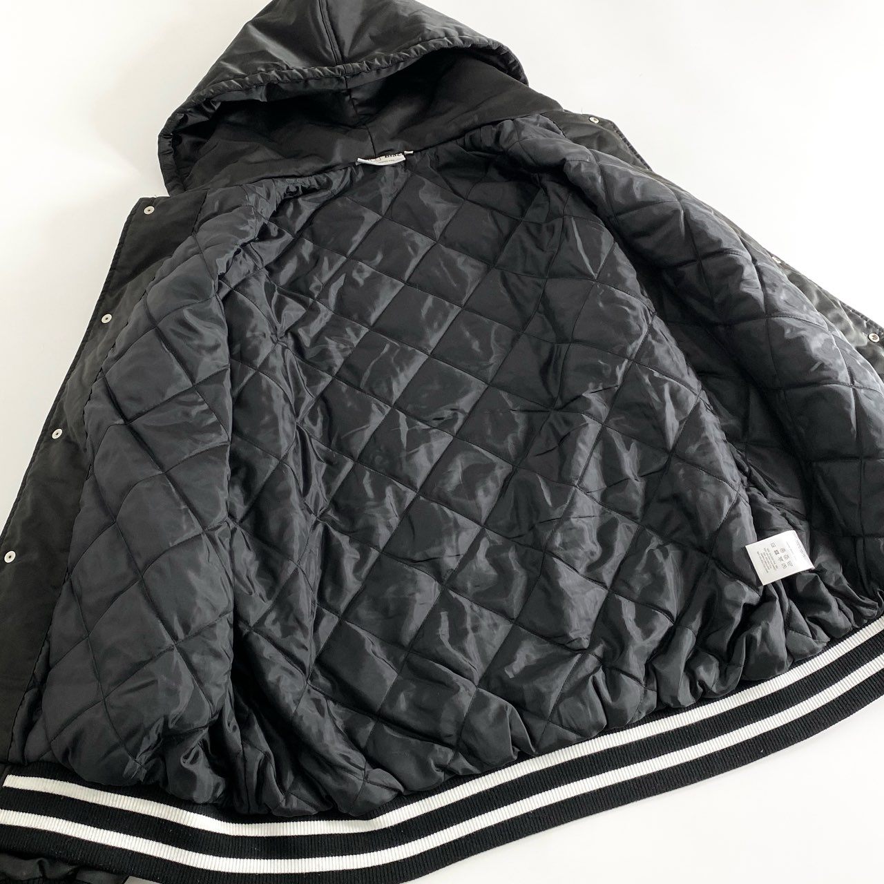 12d14 BlackEyePatch ブラックアイパッチ 22SS NYLON HOODED STADIUM JACKET ナイロン フーデッドスタジアムジャケット スタジャン Lサイズ ブラック