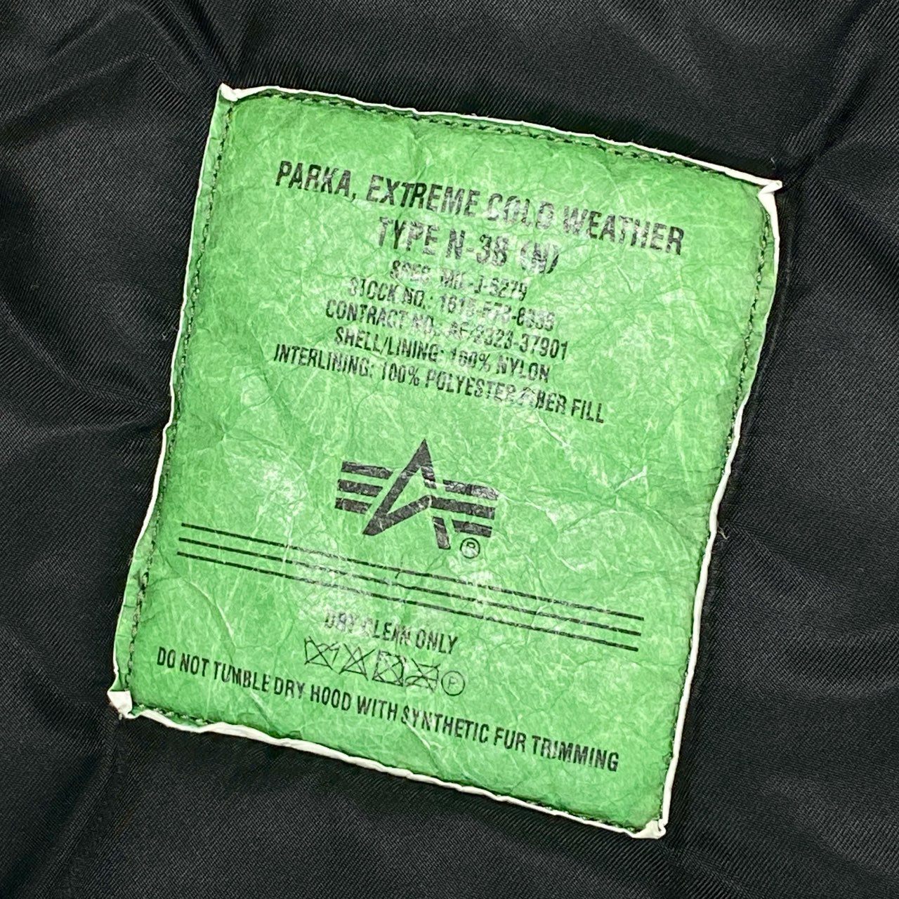 14L1 《美品》 ALPHA INDUSTRIES アルファ インダストリーズ N-3B フライトジャケット 20094-7501 L ブラック EDWIN企画 コート アメカジt18r