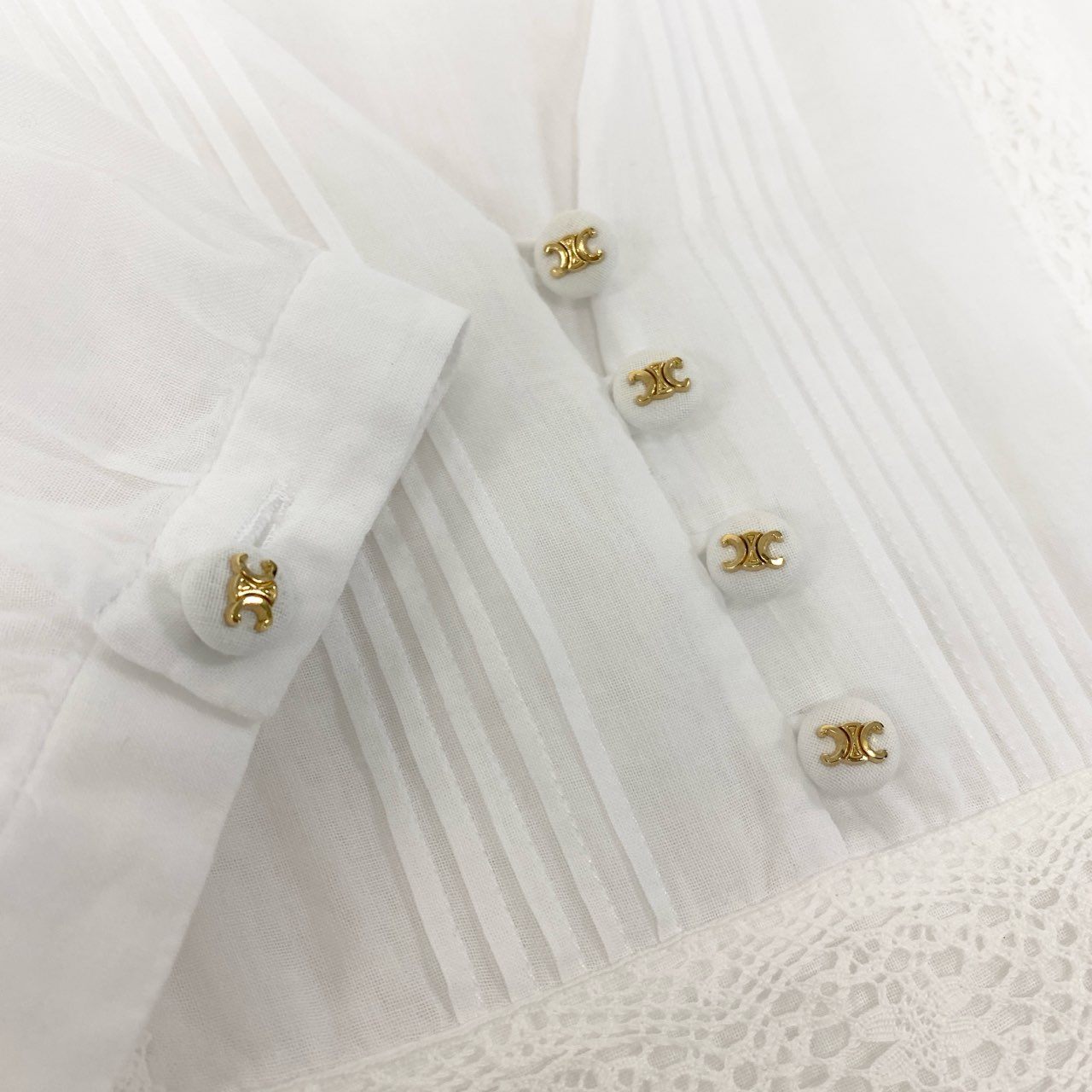 4k23 CELINE セリーヌ  コットンツイル マカダムボタン マキシドレス MAXI DRESS ワンピース サイズ36 ホワイト レディースk02i