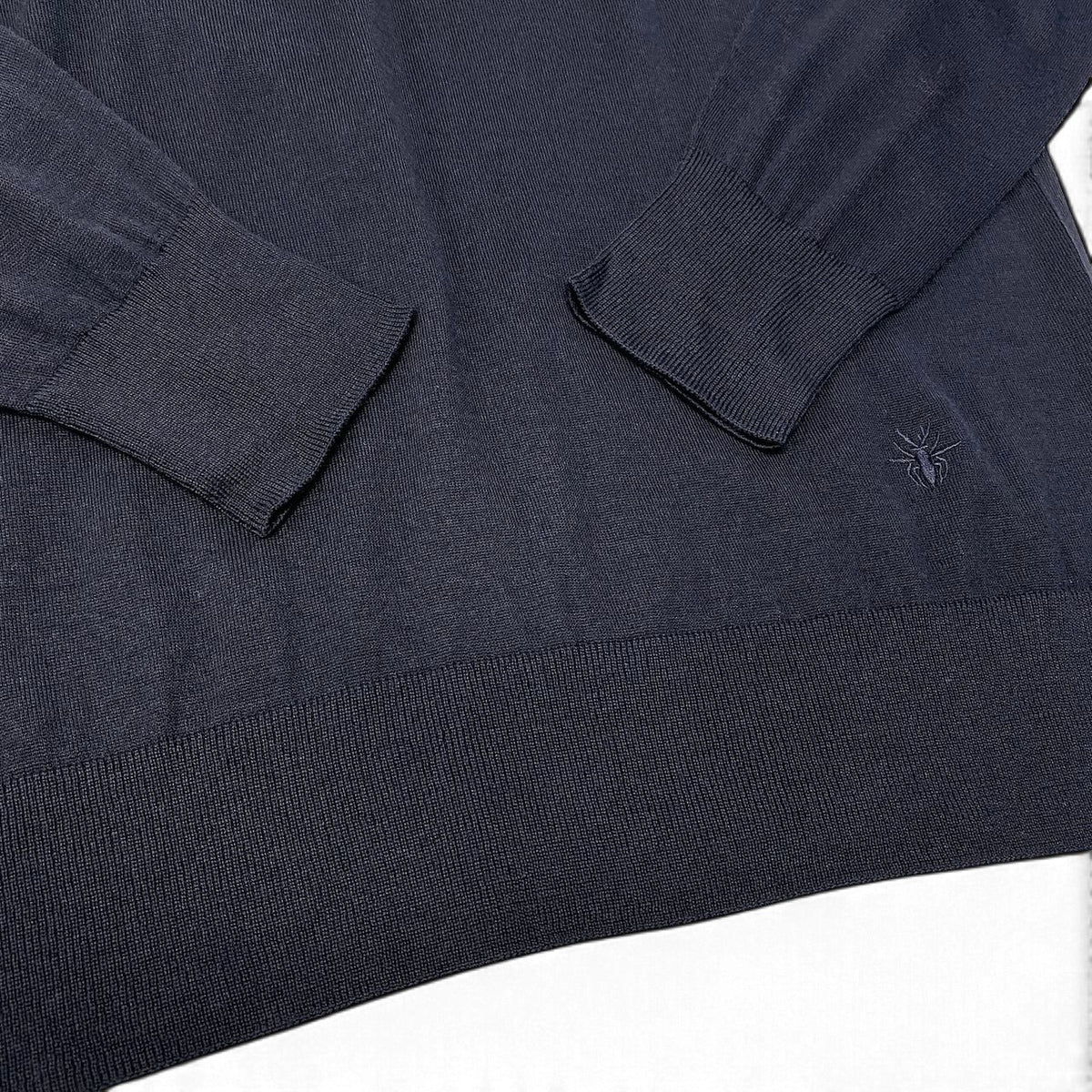 47j16 【未使用】 DIOR HOMME ディオール オム Bee刺繍 ロングスリーブ ニットポロシャツ 013M600AT069 サイズM ブラック ウール100％ メンズu02t