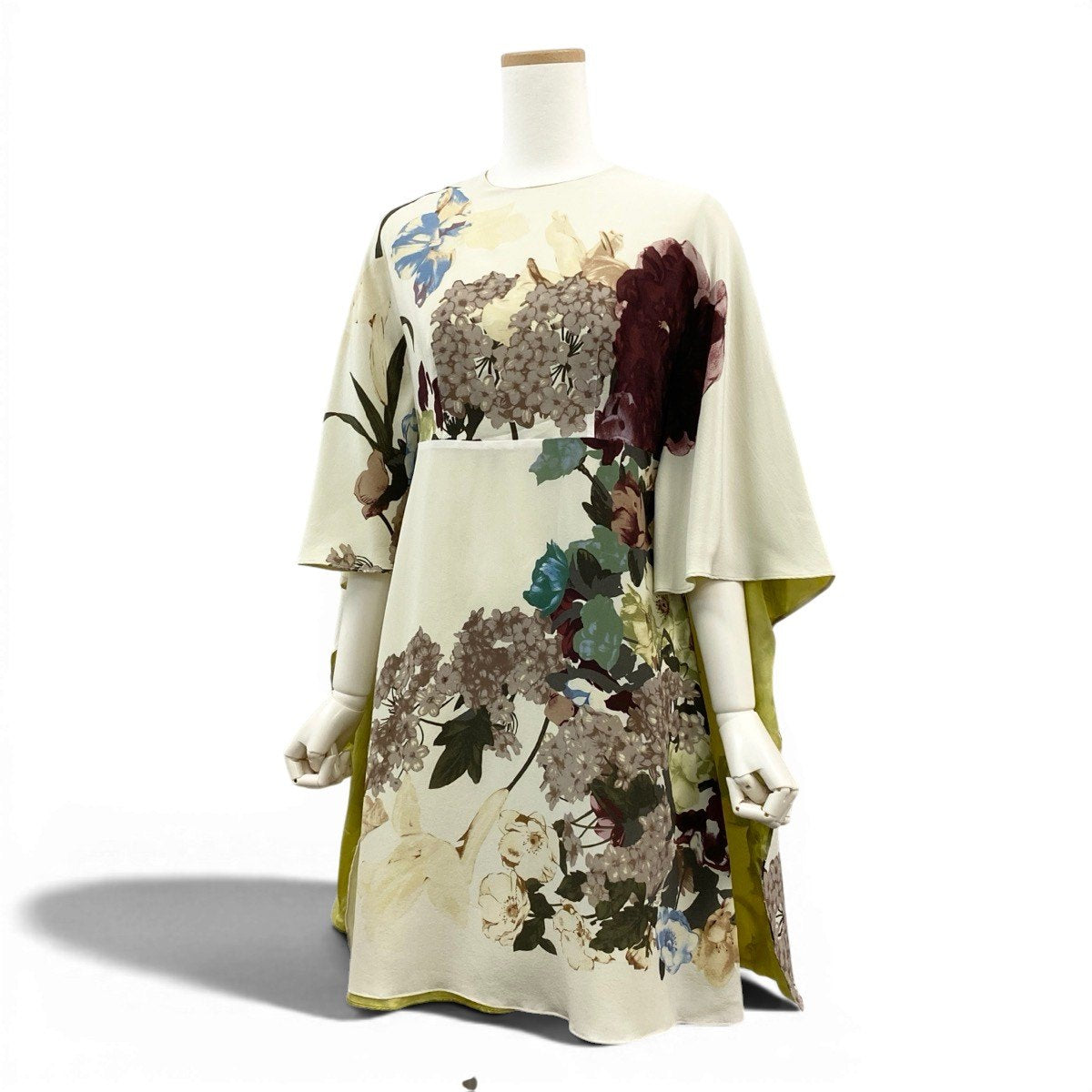 Eg16 VALENTINO ヴァレンティノ Kimono-Sleeve Printed Mini Dress フローラルプリント サイズ38 マルチカラー シルク100％ レディースta1