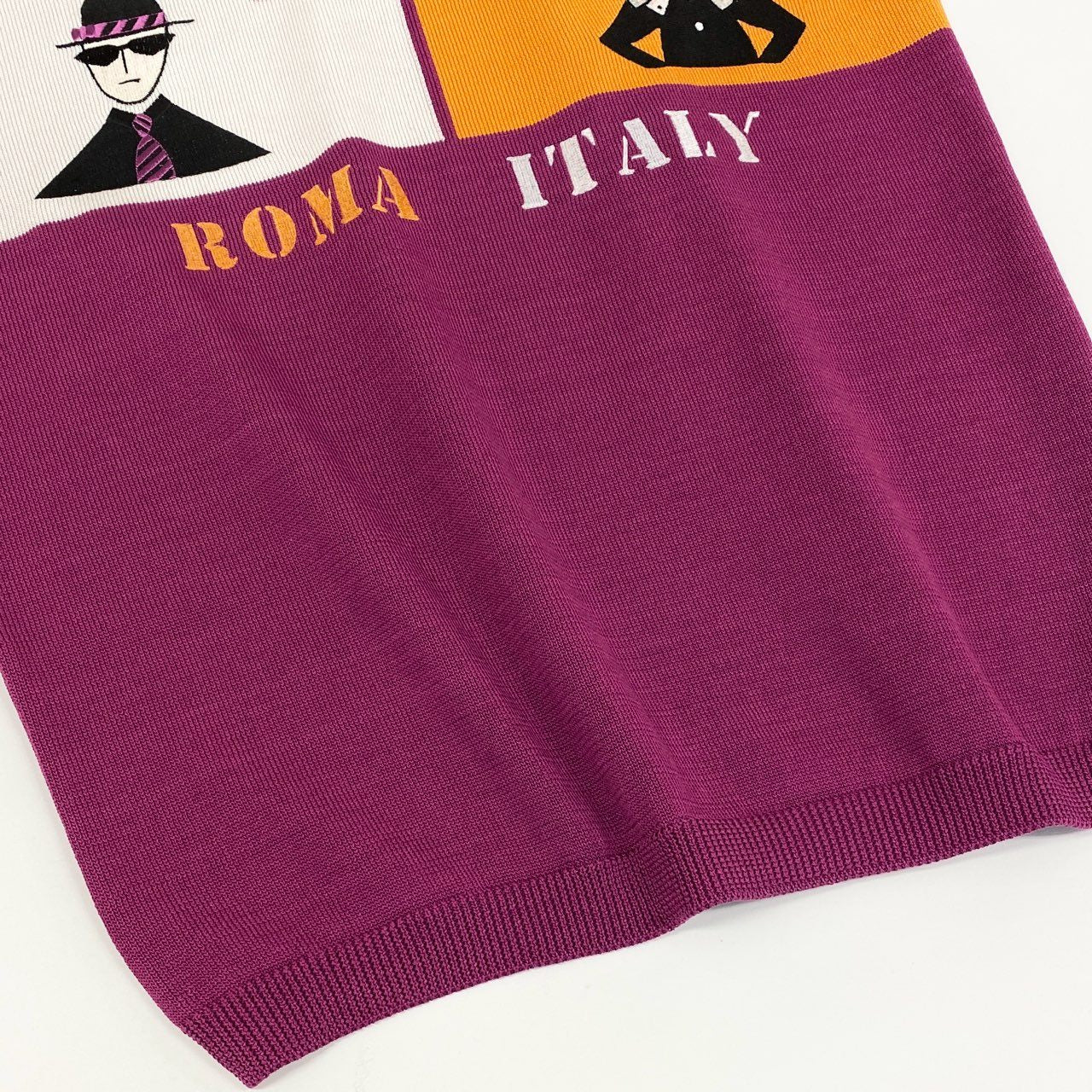 17f30 STUDIO PICONE ROMA ピッコーネ ニットワンピース 半袖ワンピース キャラクター刺繍 サイズ38 パープル  レディース 日本製
