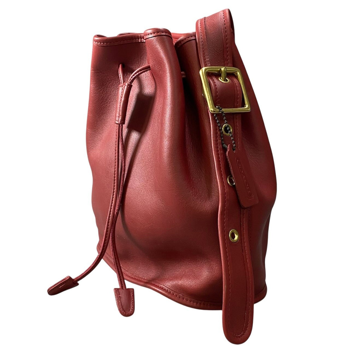 j19 Coach オールドコーチ ヴィンテージ 巾着型 ショルダーバッグ Vintage Drawstring Shoulder Bag Red 9952 レッド レザーt18r