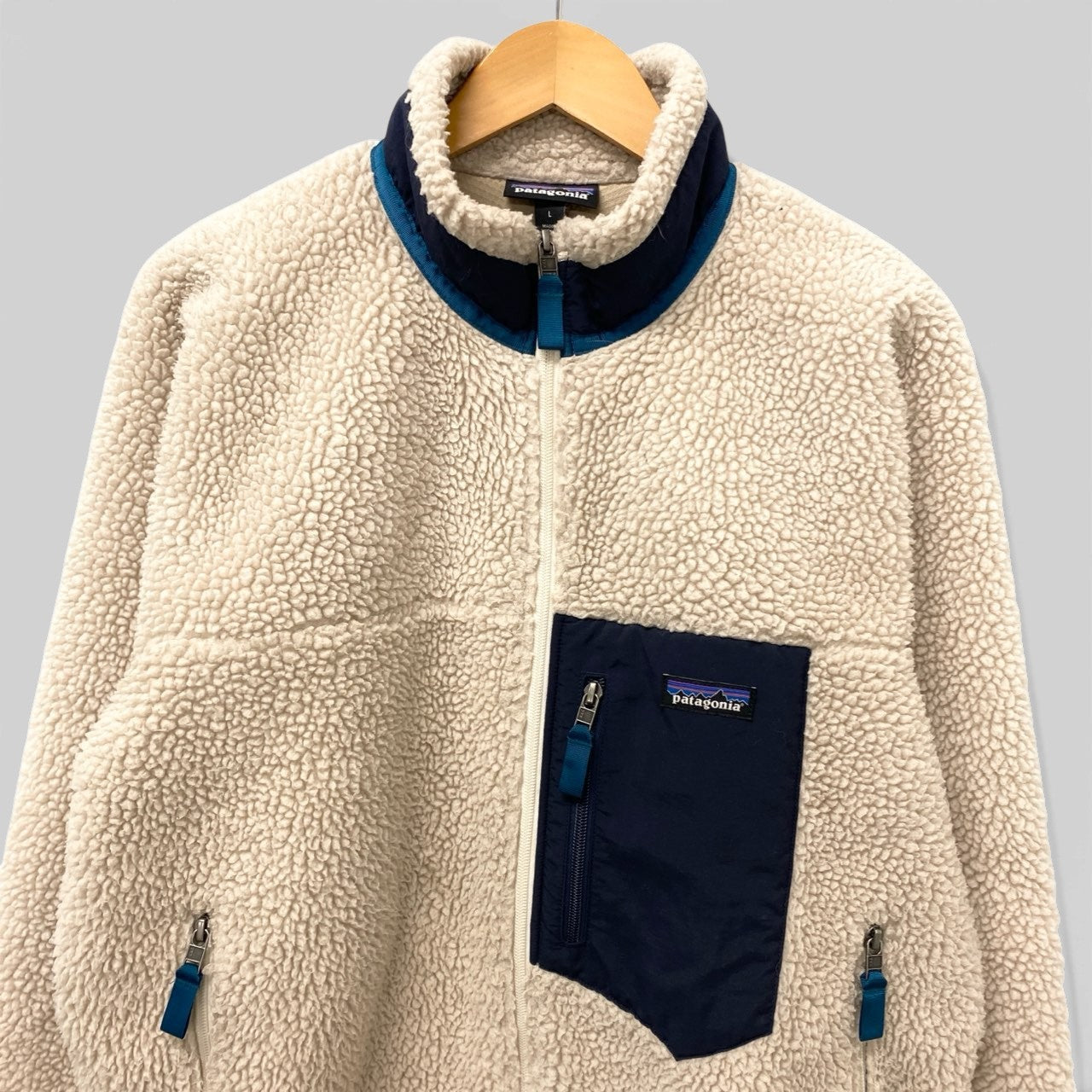 24c16 patagonia パタゴニア CLASSIC RETRO X JACKET クラシックレトロ フリースジャケット L アイボリー メンズu02t