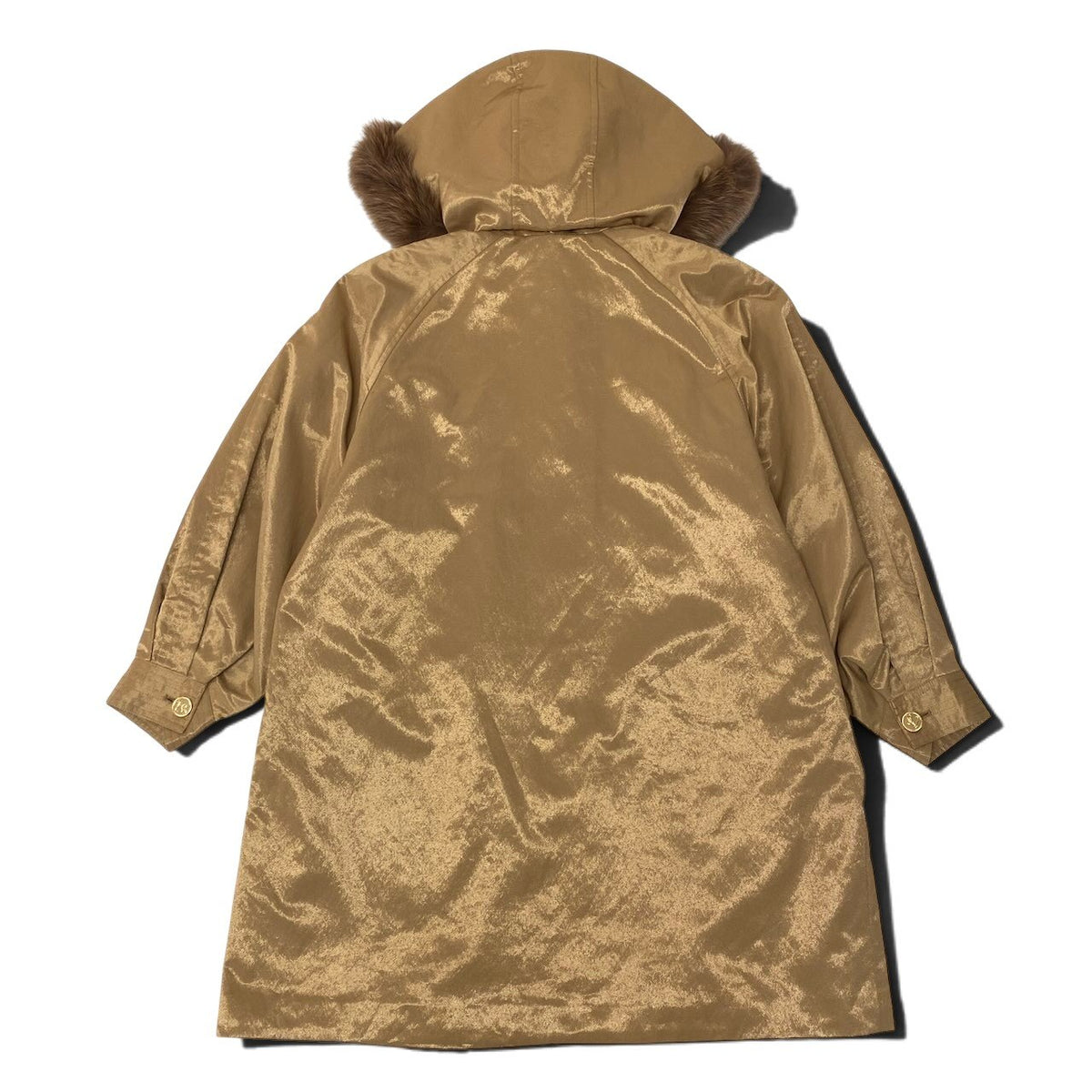 19i26 【美品】 LEONARD レオナール ロングコート 金ボタン ブルーフォックス ファーコート 中綿 光沢◎ 0348731 9AR ブラウン系 レディース 女性用u02t