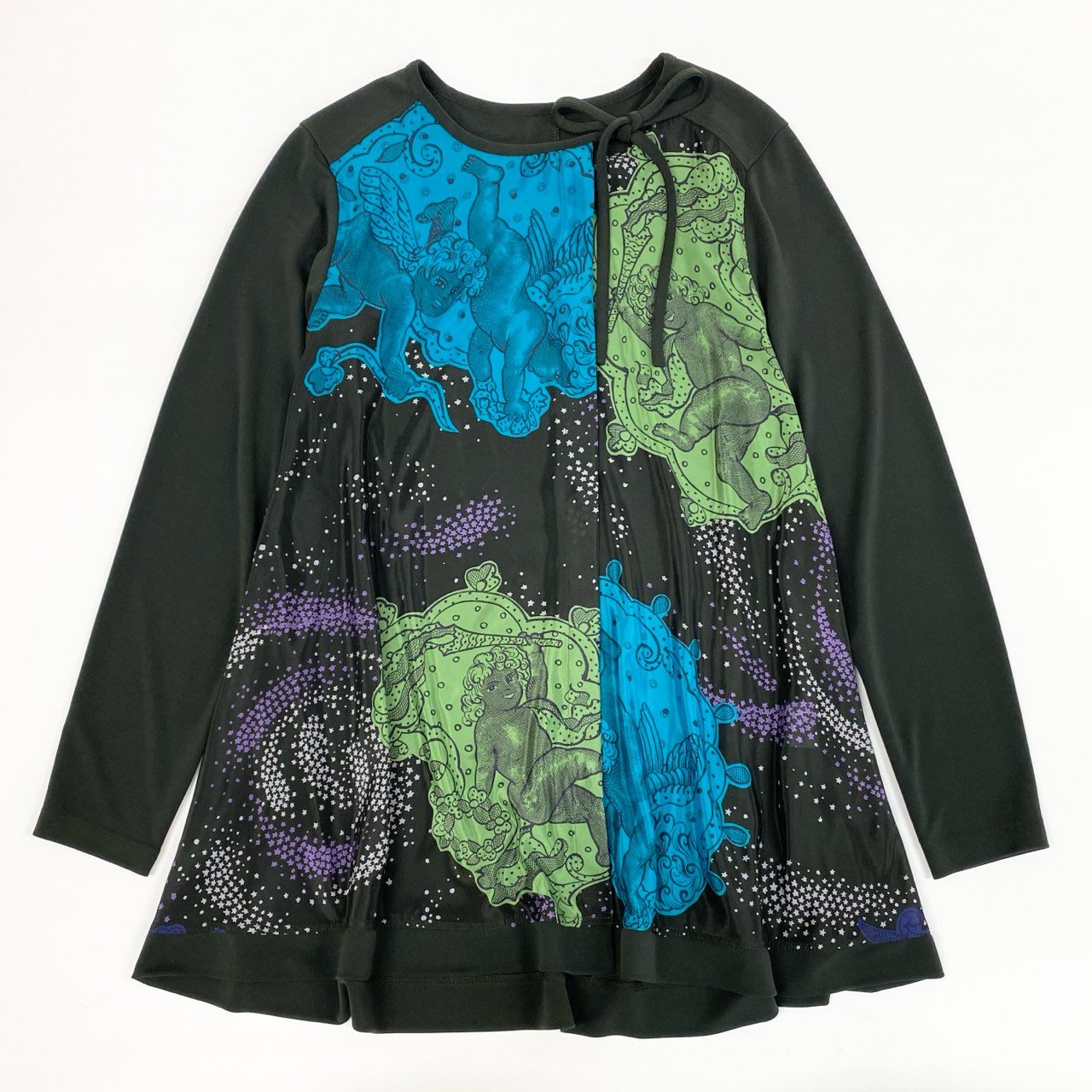 67k20《美品》 TOKUKO 1er VOL トクコプルミエヴォル チュニック カーディガン Aライン 異素材切替 9 カーキ グレー系 レディースu02t