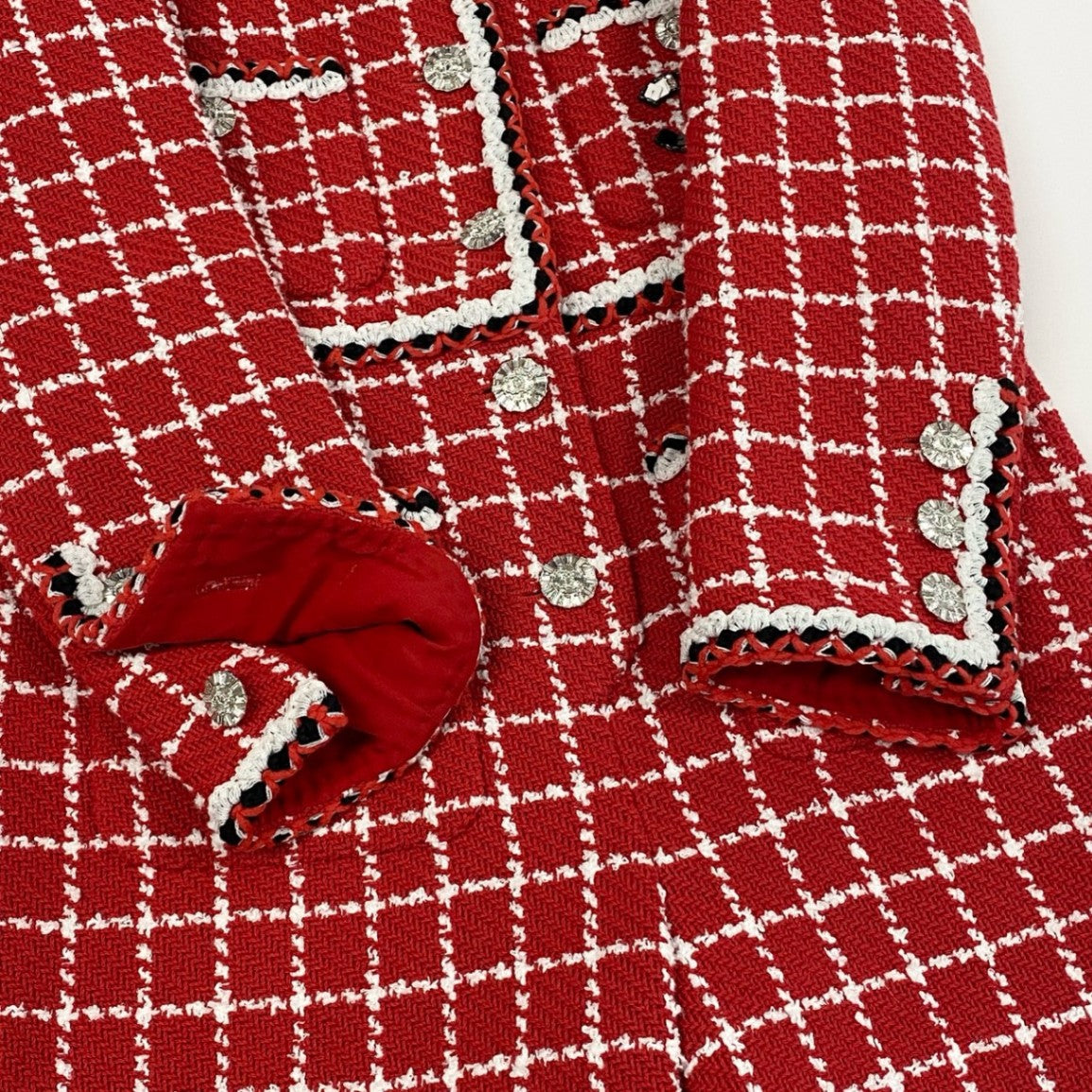 Ca15 【極美品】CHANEL シャネル P74022 2022 Cruise クルーズライン ツイードジャンプスーツ オールインワン サイズ34 レッド レディースta1