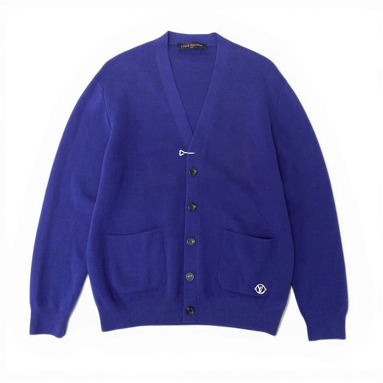 80d13 LOUIS VUITTON ルイヴィトン ピンフック ヴァージルアブロー ニットカーディガン サイズL パープル メンズ トップスk02i
