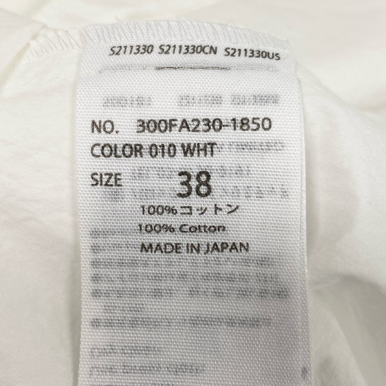 63i12 《美品》 ENFOLD エンフォルド ヘキサゴンシャツ 長袖シャツ ブラウス ノーカラー 300FA230-1850 サイズ38 ホワイト コットン タイプライター レディースu02t
