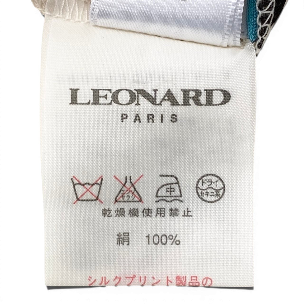 88g20 LEONARD PARIS レオナール ノースリーブ タイトワンピース ドレスワンピース 総柄プリント サイズ38 イタリア製 マルチカラー シルク100％ レディース 女性用u02t