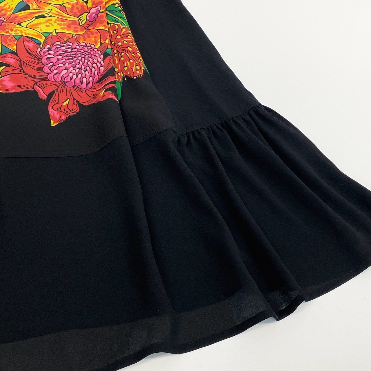 41k26 《美品》 TOKUKO 1er VOL トクコプルミエヴォル ノースリーブ シアーワンピース フレアワンピース 花柄プリント レディース 女性用 9 ブラック ポリエステル100％u02t