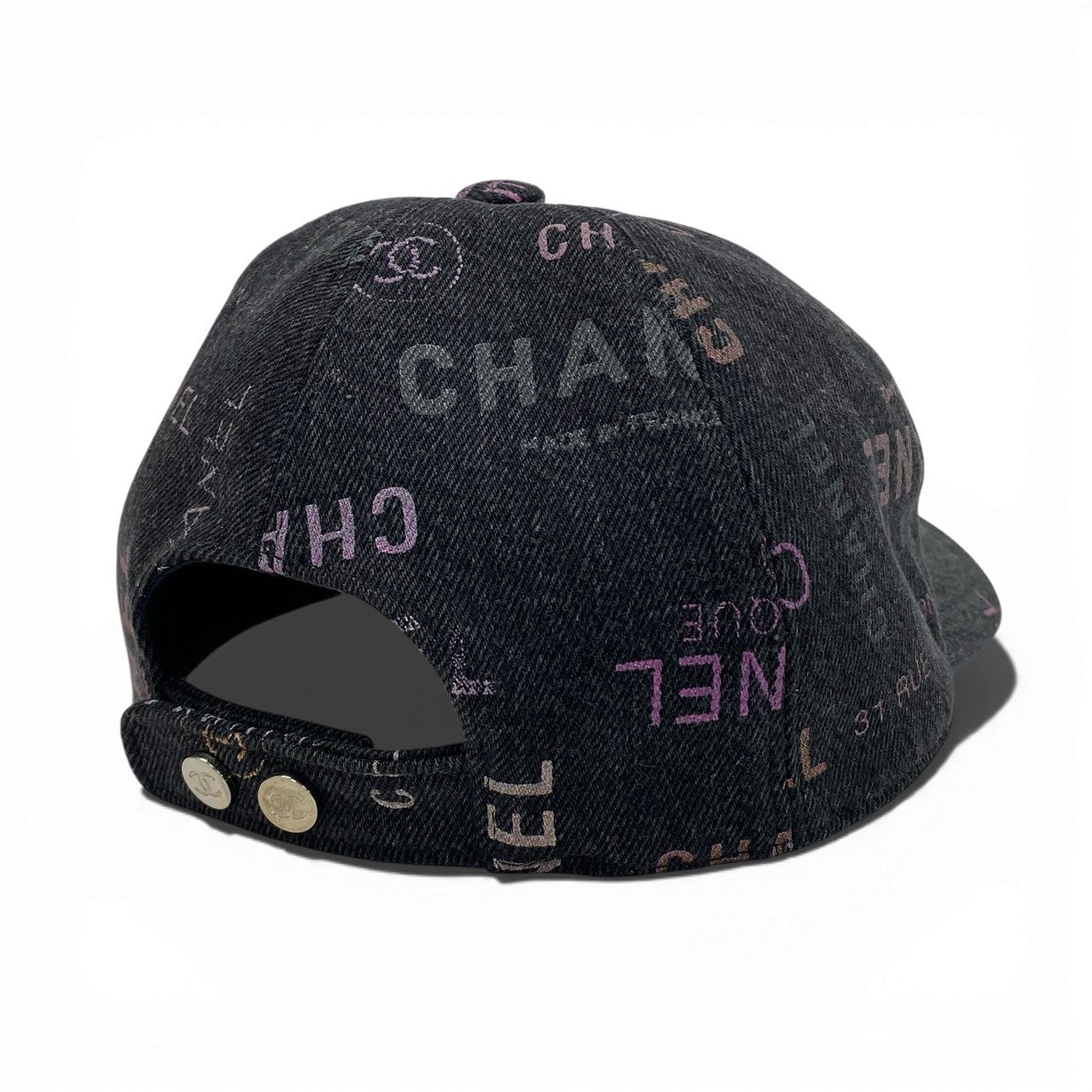 a15 CHANEL シャネル 2022年 ブラックデニム キャップ 帽子 ブラック レディース 女性用 帽子