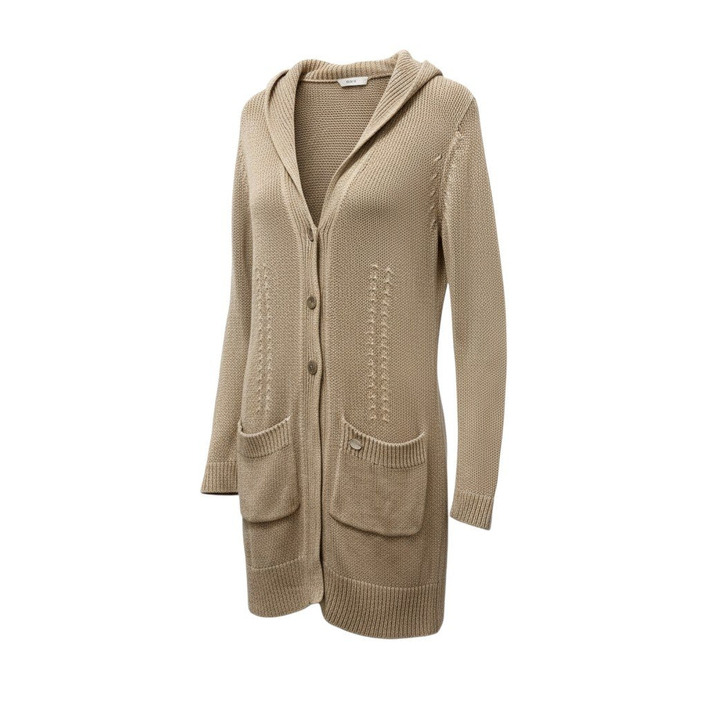 58b17 FOXEY フォクシー ローゲージニット ロングカーディガン 長袖 レディース 女性用 35497 Free ベージュ コットンリネンu02t