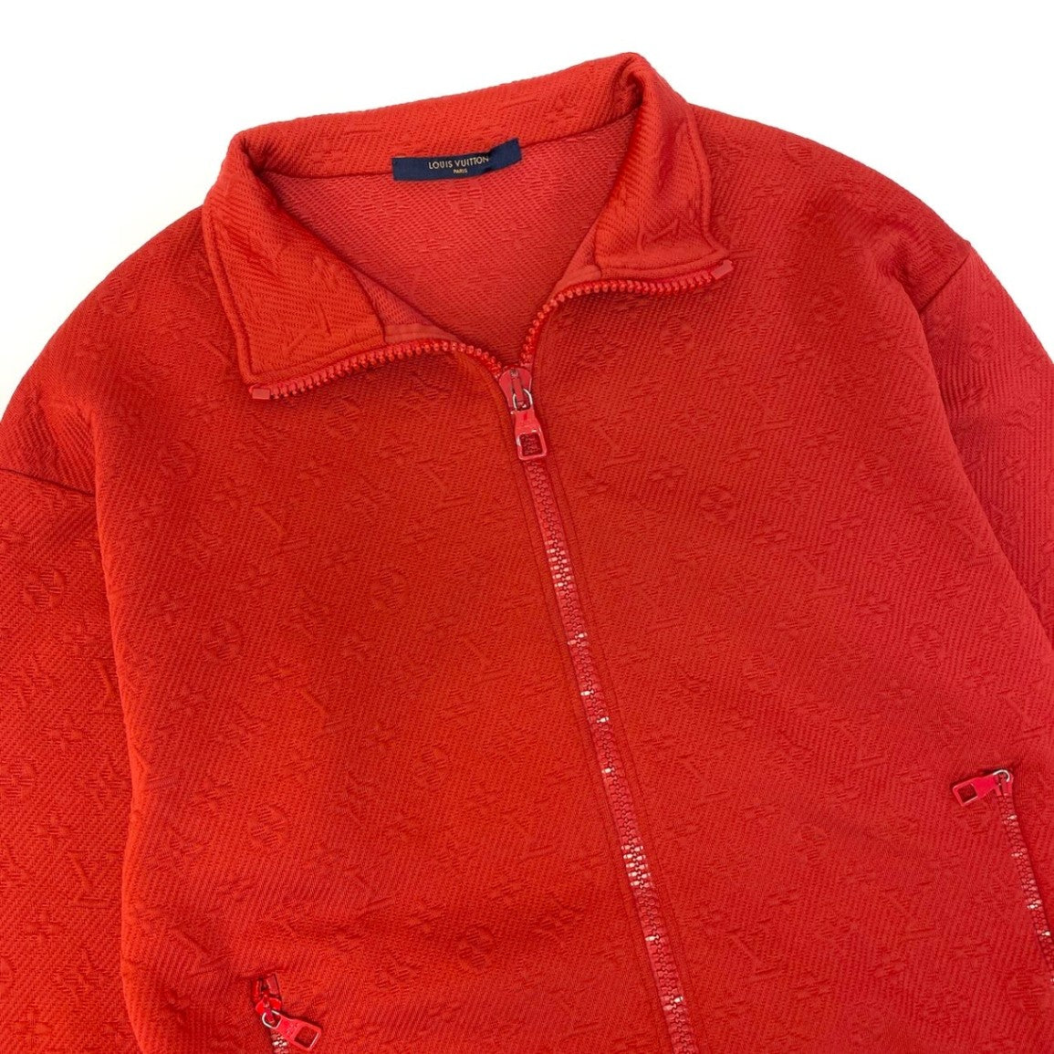 Id15 LOUIS VUITTON ルイヴィトン LV モノグラム ジップジャケット Monogram Zip Jacket サイズS レッド ブルゾンt18r