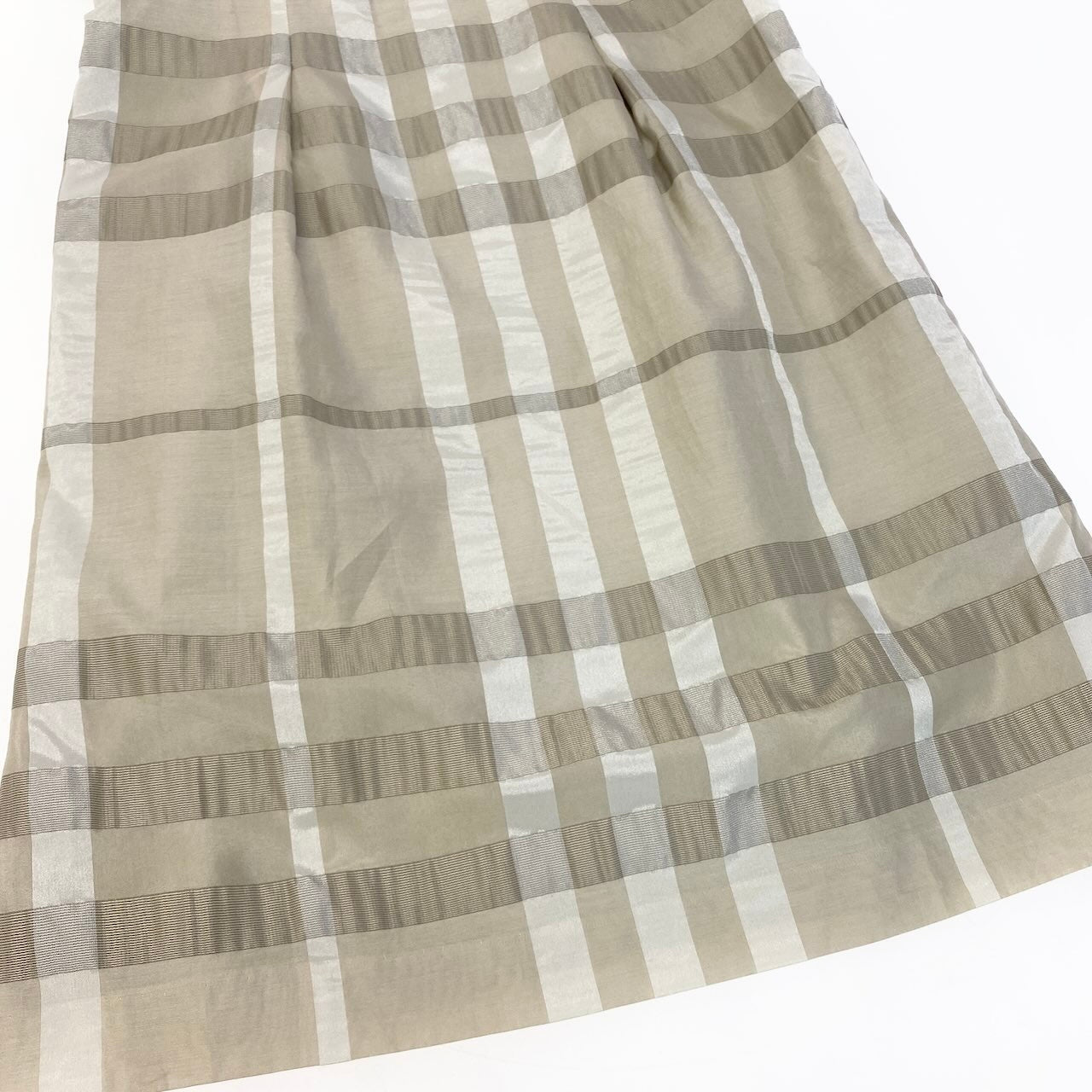 59d28 BURBERRY LONDON バーバリーロンドン ノースリーブワンピース 膝丈ワンピース チェック柄 シルクブレンド サイズ40 ベージュ系 レディース 女性用u02t