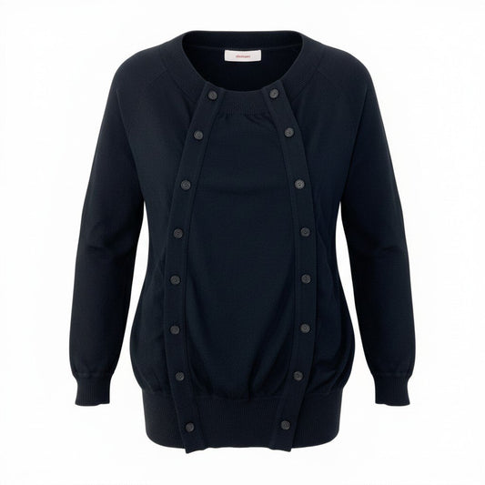 84c19 chalayan フセイン チャラヤン オフショルダーニットセーター カーディガン ボタンデザイン チップス Sサイズ ブラック レディース 女性用u02t