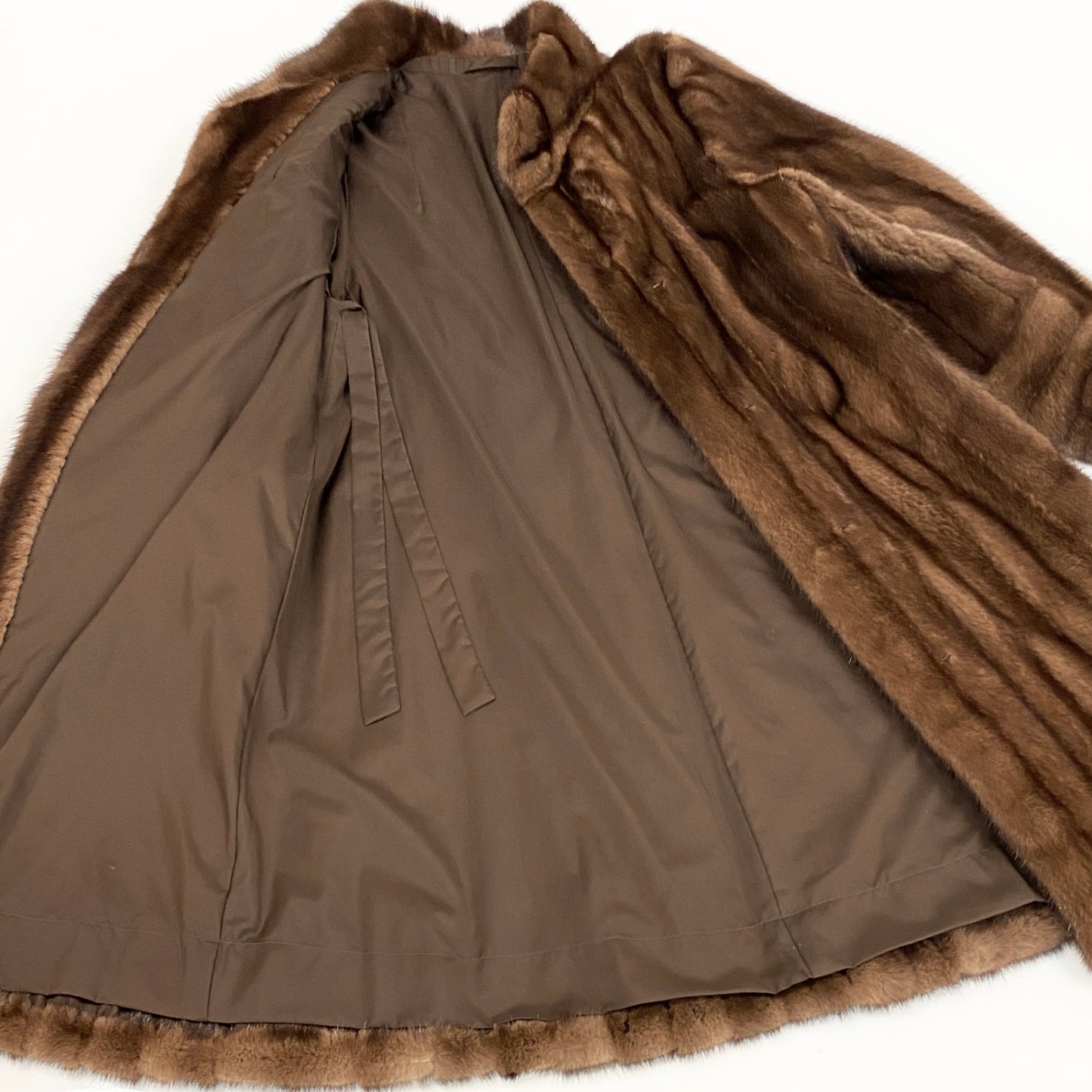 9L19 スカンブラウンミンク 丈103cm 超ロングコート 希少デザイン サイズS 茶系 最高級本毛皮 MINK FURt18r
