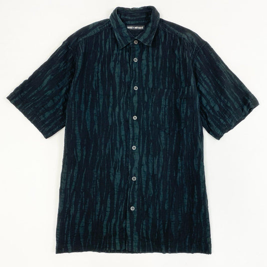 43e12 ISSEY MIYAKE イッセイミヤケ 半袖シャツ 総柄シャツ トップス サイズ2 ブラック ネイビー コットン100％ メンズ