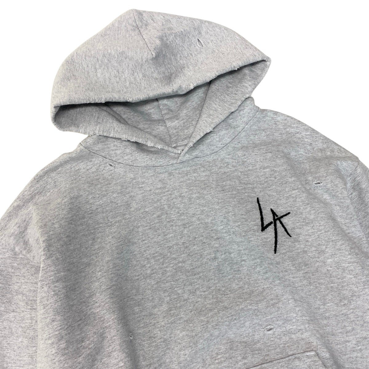 44f18 LOCAL AUTHORITY ローカル オーソリティ LA SLASH HOODED FLEECE ダメージ加工 パーカー フーディ タグ付き L グレー コットン100％ メンズ 男性用t18r