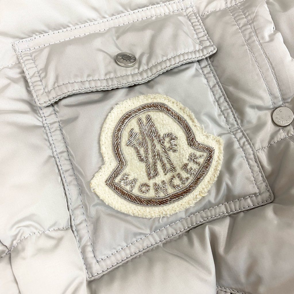 33l24 MONCLER モンクレール シルバーフォックスファー ショートダウンジャケット サイズ1 シルバーグレー ヴィンテージ 希少モデルt18r