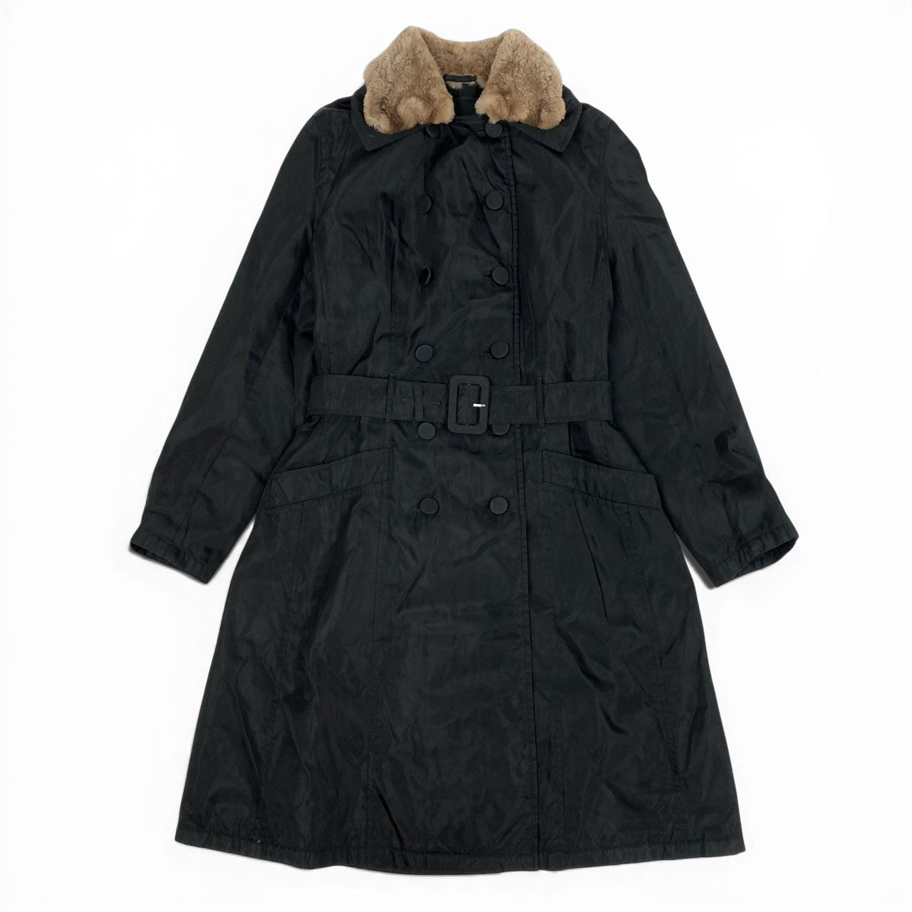 1L27 Vintage Prada ヴィンテージ プラダ Shearling Color シアリングカラー Pocono Trench Coat トレンチコート M レディース 女性用k02i