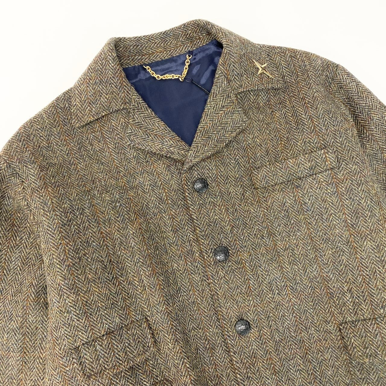 42c26 定価￥68,200 THAMES MMXX. テムズ × Harris Tweed ハリスツイード ワッキングジャケット サイズＭ カーキ ヘリンボーン ブレザー タグ付t18r