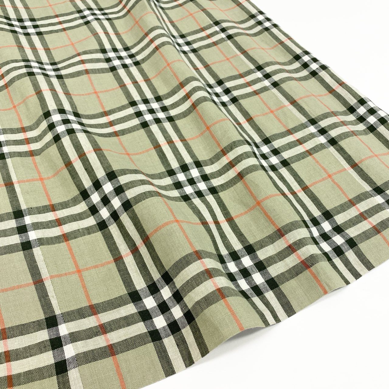 81a23 BURBERRY LONDON バーバリーロンドン ノバチェック ノースリーブワンピース リネンワンピース サイズ40 グリーン系 レディース 女性用 トップスk02i